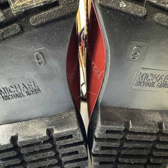 Michael Kors Tavie Burgundy Patent Lace-Up Rain Boots Womens 9 Combat Style - Picture 11 of 15